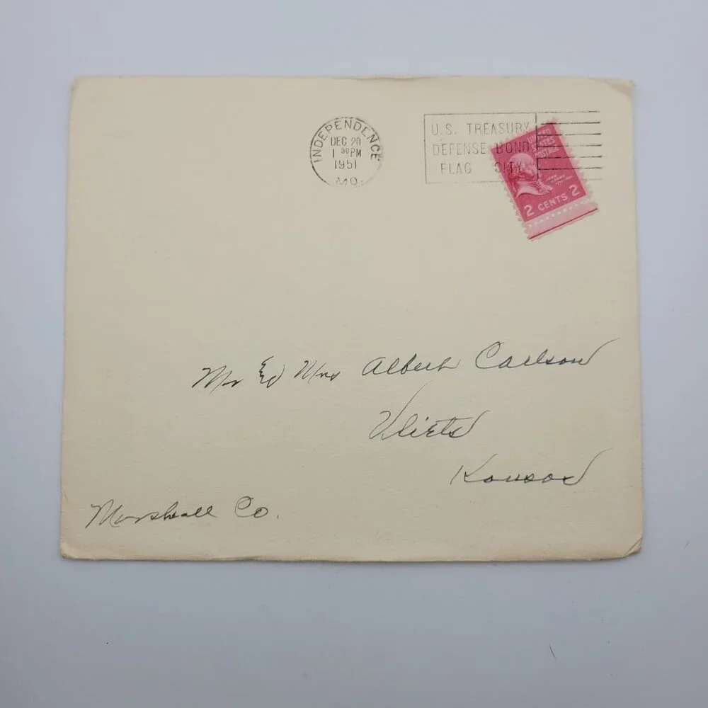 Vintage 1951 Joy To You‎ At Christmas Greeting Card With Envelope